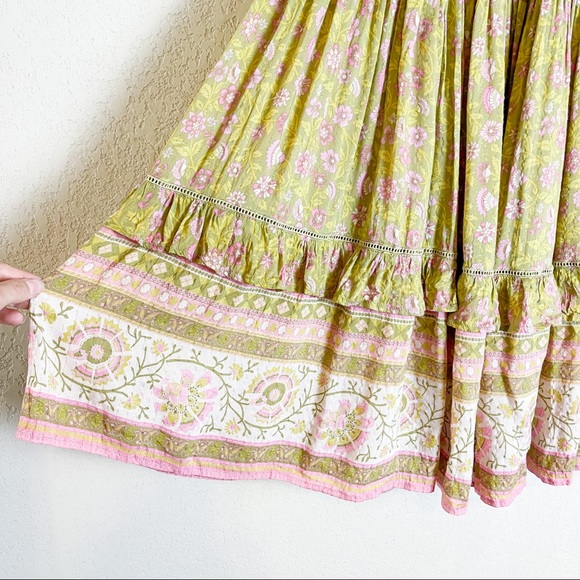 Spell Dahlia Maxi Skirt Bronze Boho Gold Yellow Pink Size Extra Small - Picture 3 of 7